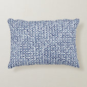 Itajime Shiboriの青い点検の織物の幾何学的な織り方 アクセントクッション (正面)