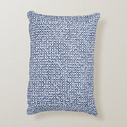 Itajime Shiboriの青い点検の織物の幾何学的な織り方 アクセントクッション (裏面(縦))