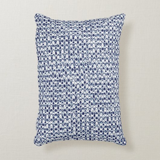 Itajime Shiboriの青い点検の織物の幾何学的な織り方 アクセントクッション (正面(垂直))