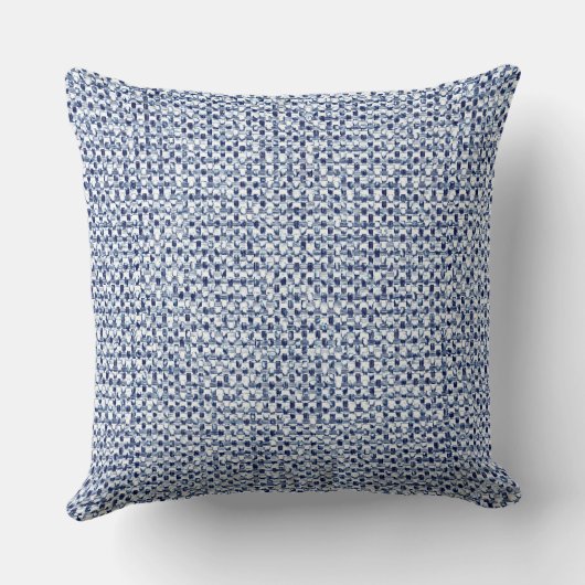 Itajime Shiboriの青い点検の織物の幾何学的な織り方 クッション (裏面)