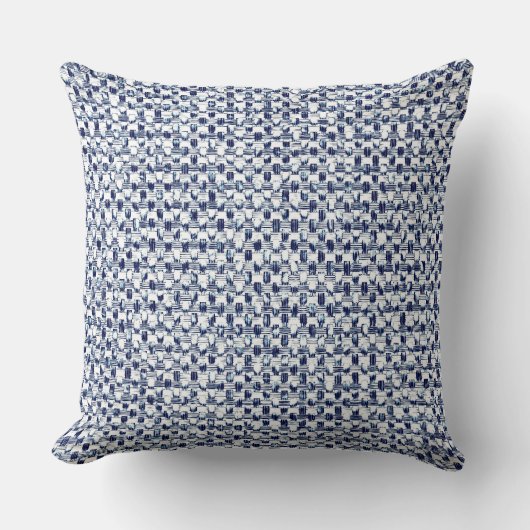 Itajime Shiboriの青い点検の織物の幾何学的な織り方 クッション (正面)