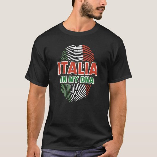 Italiaフラグ付き指紋DNAシャイタリアンツ Tシャツ (正面)