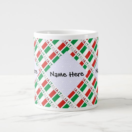 Italia e Bandiera Italianaあなたの名前でタイル ジャンボコーヒーマグカップ (正面)