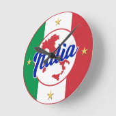 Italia Flag & Map ラウンド壁時計 (傾斜)