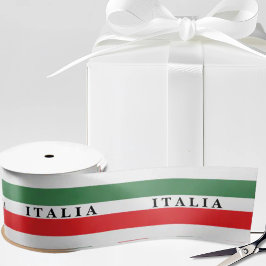 Italia Flag Stripes on White Satin Ribbon サテンリボン