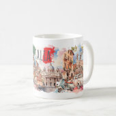 Italia Travel Mug Italian Lifestyle Gift Rome Art コーヒーマグカップ (正面右)