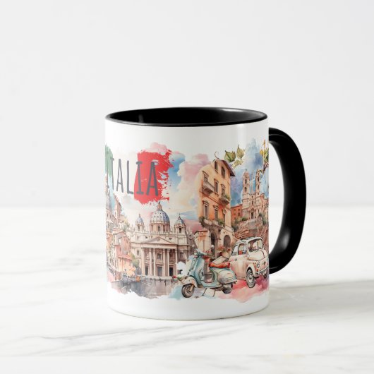 Italia Travel Mug Italian Lifestyle Gift Rome Art マグカップ (正面右)