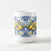 Italian Amalfi blue white tiles and lemons コーヒーマグカップ (中央)