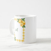 Italian Amalfi Coast Citrus Lemons Yellow Gingham コーヒーマグカップ (正面左)
