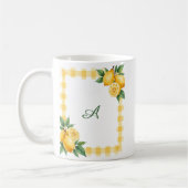 Italian Amalfi Coast Citrus Lemons Yellow Gingham コーヒーマグカップ (左)