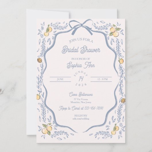 Italian Amalfi Coastal Bridal Shower Invitation 招待状 (正面)