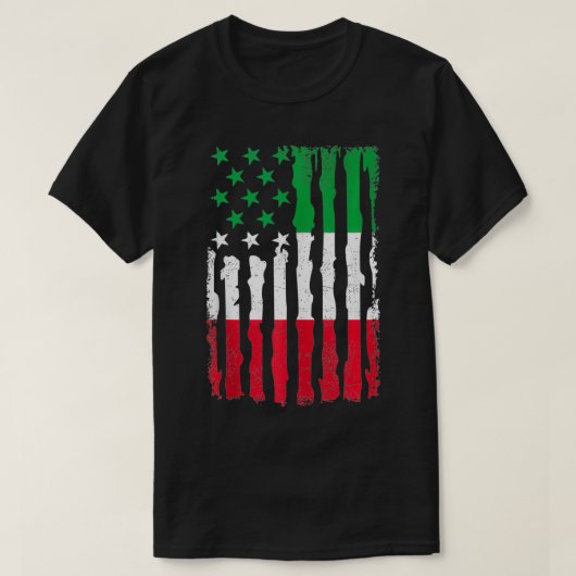 Italian American Pride USA Flag Italy Roots  Tシャツ (デザイン正面)