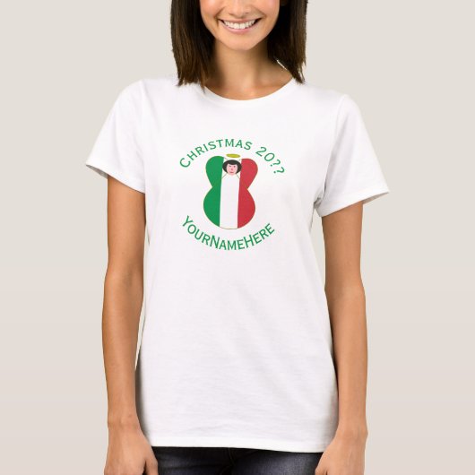 Italian Angel Christmas Flag Personalized Women's  Tシャツ (正面)