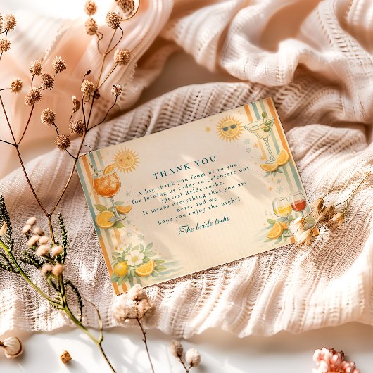 Italian Aperitivo Citrus Ciao Miss Bridal Shower サンキューカード