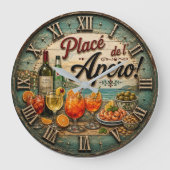 Italian Aperitivo Spritz Cocktail Kitchen ラージ壁時計 (正面)