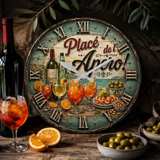 Italian Aperitivo Spritz Cocktail Kitchen ラージ壁時計