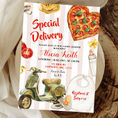 italian baby shower pizza special delivery 招待状