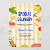 Italian Baby Shower Special Delivery Lemon Pasta  招待状 (正面)