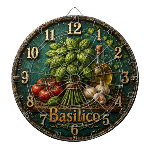 Italian Basil Kitchen Rustic Farmhouse ダーツボード (正面)