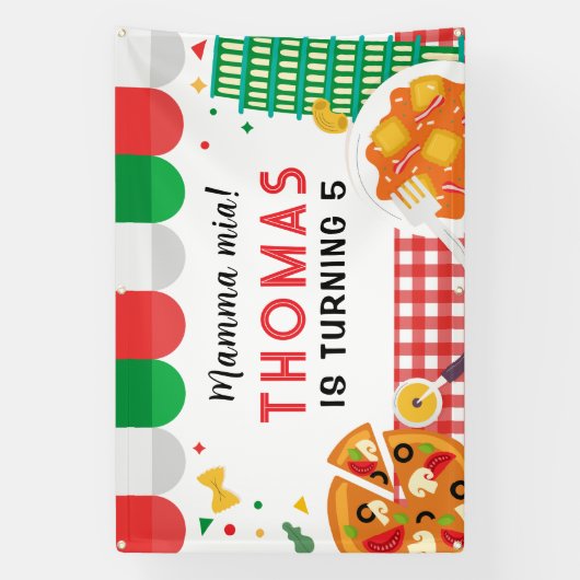 Italian Birthday Party backdrop 横断幕 (縦)
