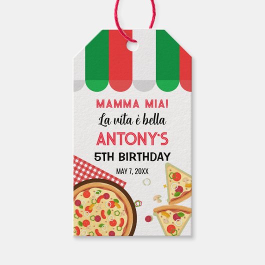 Italian Birthday Pizza Party ギフトタグ (正面)