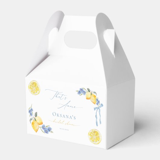 Italian Blue Bow Lemon That's Amore Bridal Shower フェイバーボックス (正面サイド)