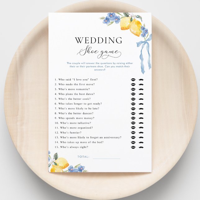 Italian Blue Bow & Lemons Bridal Wedding Shoe Game (クリエイターアップロード済み)