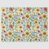 Italian Blue Red Yellow Sunflowers Floral Birthday 薄葉紙 (正面)