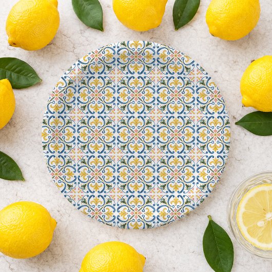 Italian Blue Tile Bridal Shower  ペーパープレート