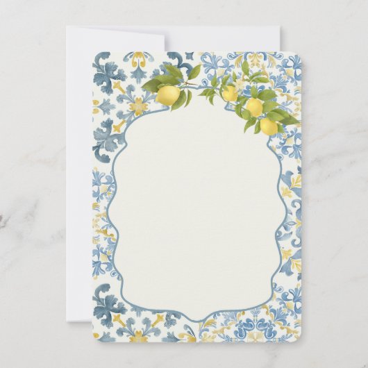 Italian Blue Tile Lemon Invitation 招待状 (裏面)
