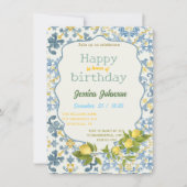 Italian Blue Tile Lemon Invitation 招待状 (正面)