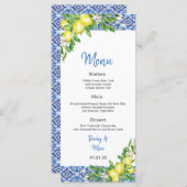 Italian Blue tile Lemon Wedding Reception menu メニュー (正面/裏面)