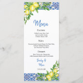Italian Blue tile Lemon Wedding Reception menu メニュー (正面)