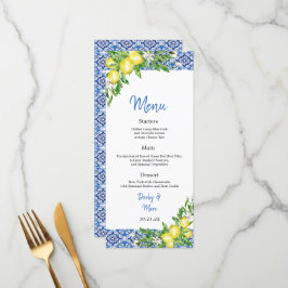 Italian Blue tile Lemon Wedding Reception menu メニュー