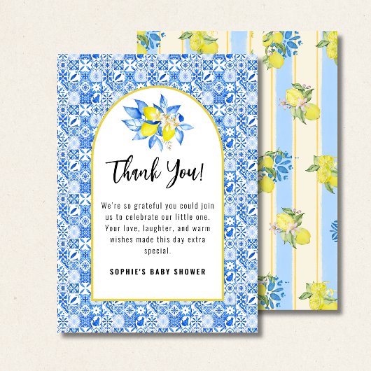 Italian Blue Tiles, Ciao Baby, Lemons square サンキューカード