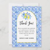 Italian Blue Tiles, Ciao Baby, Lemons square サンキューカード (正面)