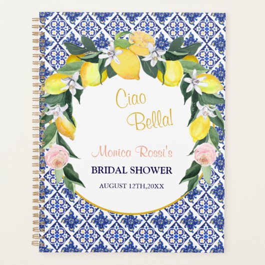 Italian Blue Tiles Lemons Ciao Bella Bridal Shower プランナー手帳 (正面)