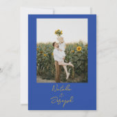 Italian Blue Yellow Hand Written Photo Wedding 招待状 (裏面)