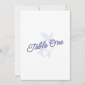 Italian Blue & Yellow Lemon Wedding Table Number 招待状 (正面)
