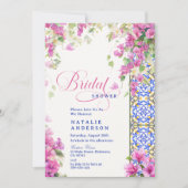 Italian Bougainvillea Mediterranean Bridal Shower 招待状 (正面)