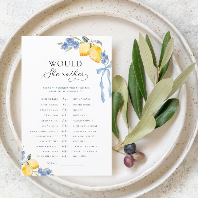 Italian Bow & Lemons Bridal Would She Rather Game (クリエイターアップロード済み)