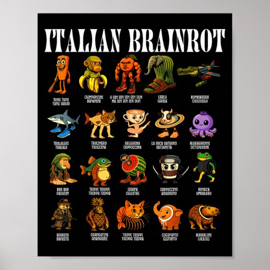 Italian Brain Rot Italian Brainrot Funny Memes  ポスター (正面)