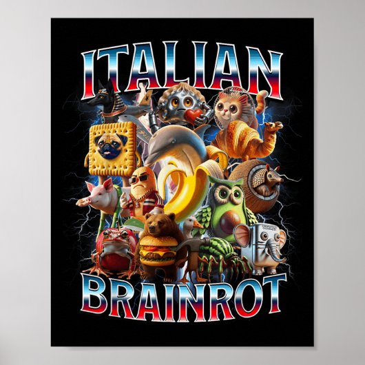 Italian Brain Rot Italian Brainrot Funny Memes Boy ポスター (正面)