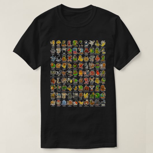 Italian Brainrot 90 Meme Characters Tシャツ (デザイン正面)