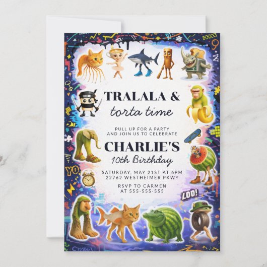 Italian Brainrot Birthday 招待状 (正面)