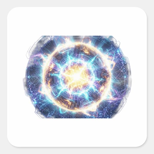 Italian Brainrot Cyberpunk Shark Chaos Design スクエアシール (正面)