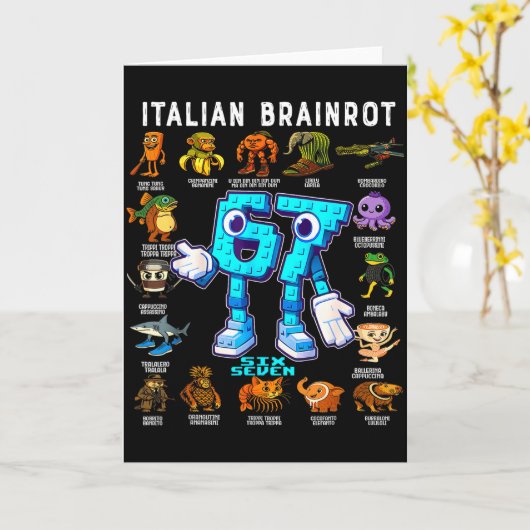 Italian Brainrot Funny 67 Meme Birthday Decoration カード (黄色い花)