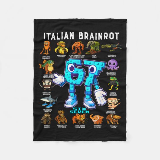 Italian Brainrot Funny 67 Meme Birthday Decoration フリースブランケット (正面)