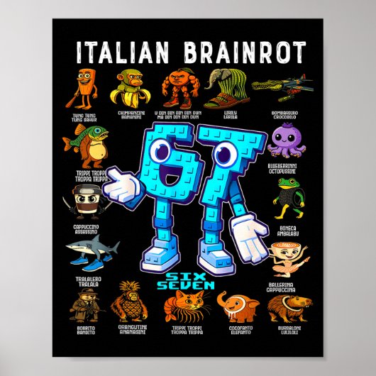 Italian Brainrot Funny 67 Meme Birthday Decoration ポスター (正面)