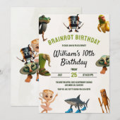 Italian Brainrot Funny Meme Kids 10th Birthday 招待状 (正面/裏面)